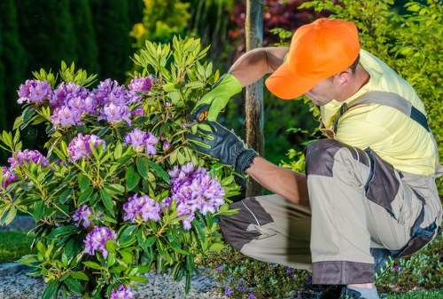 Sustainable garden maintenance with recycling-focused waste handling